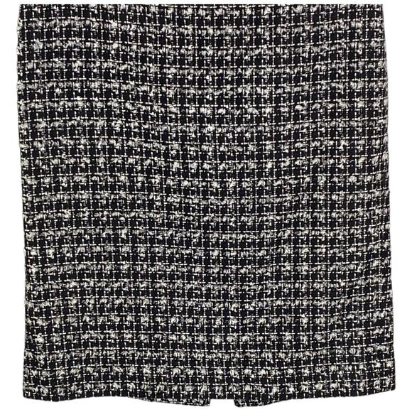 Talbots Womens Back Slit Zip Tweed Midi Pencil Skirt Black White Size 2P Career - Picture 9 of 9